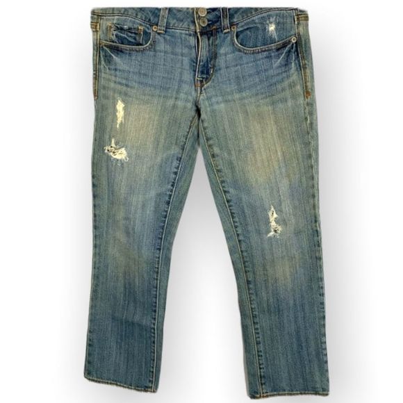 American Eagle Artist Crop Skinny Jeans Distressed Mid Rise Size 30 (D-001) - Picture 1 of 7